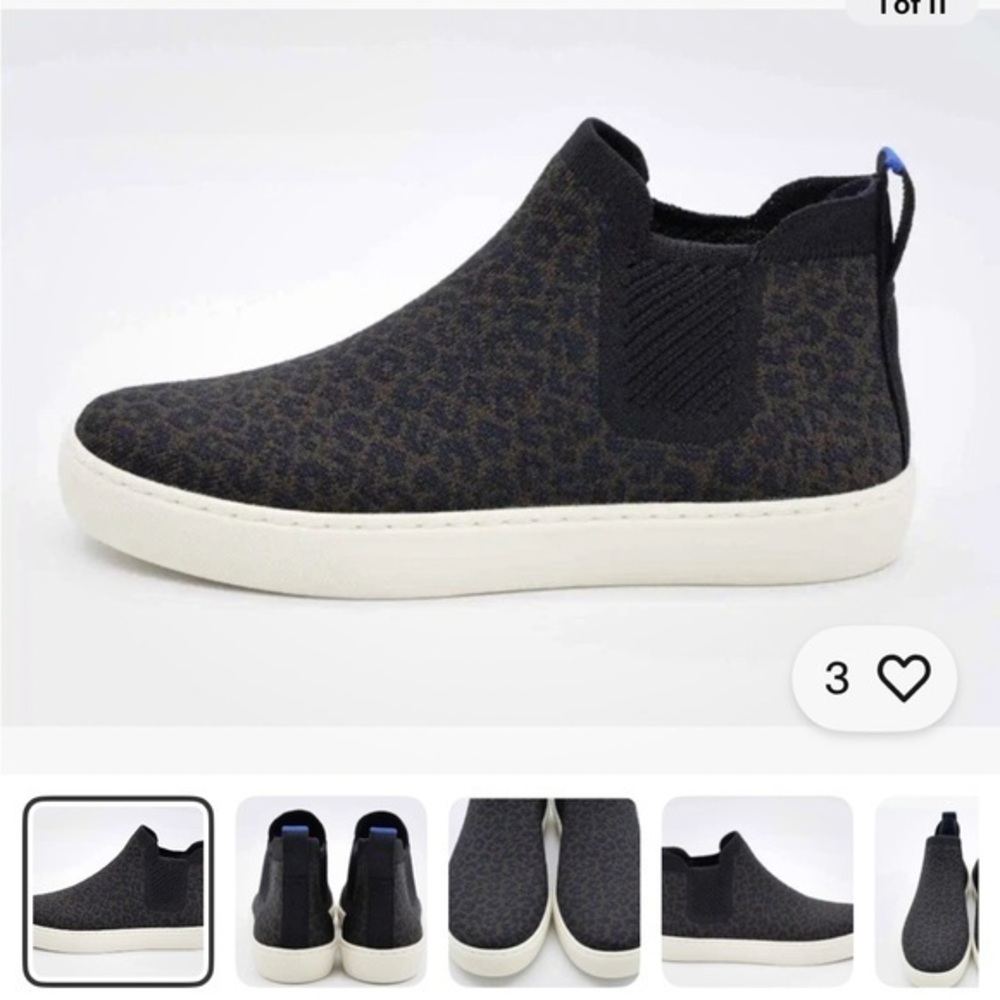 Rothy's The Chelsea Ankle Boots Bootie Leopard Print Expresso Spot Brown Black 9